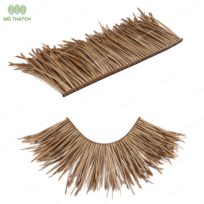 Flame Resistant Synthetic Tiki Thatch Roof Artificial Palm Palapa Thatch Tiles More Than 20 Years Lifespan China Manufacturer
