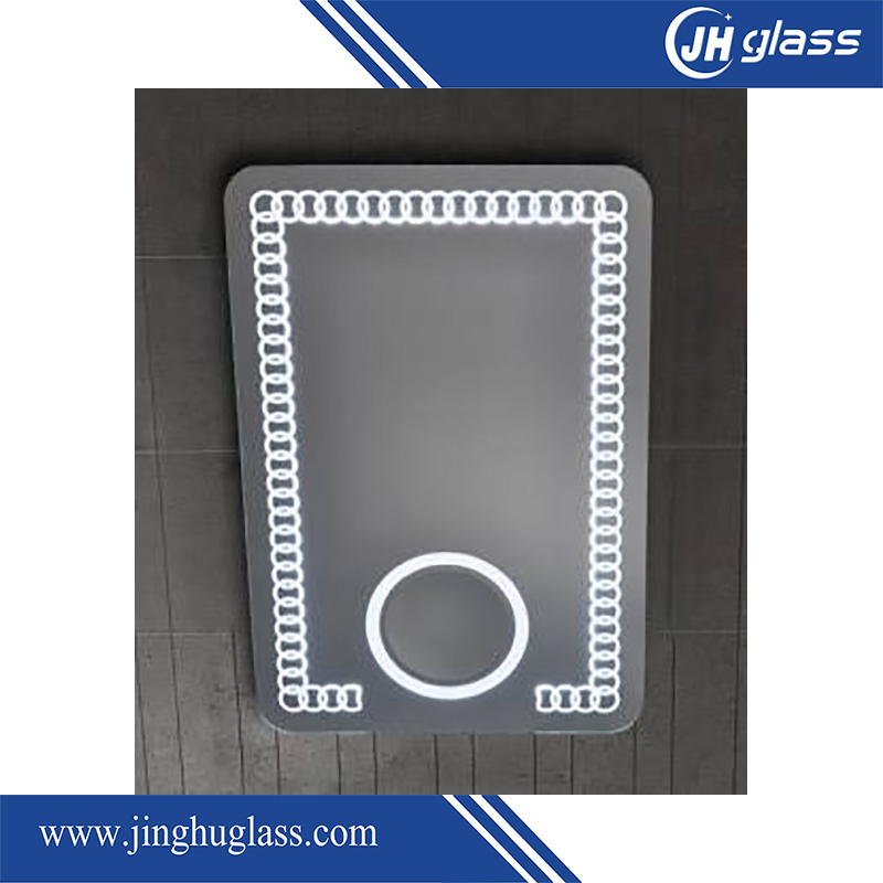 Vanity Bathroom Home Hotel Smart Furniture Mirror Silver Coating Frameless Wall Mounted LED Illuminate Backlit Silkscreen Mirror