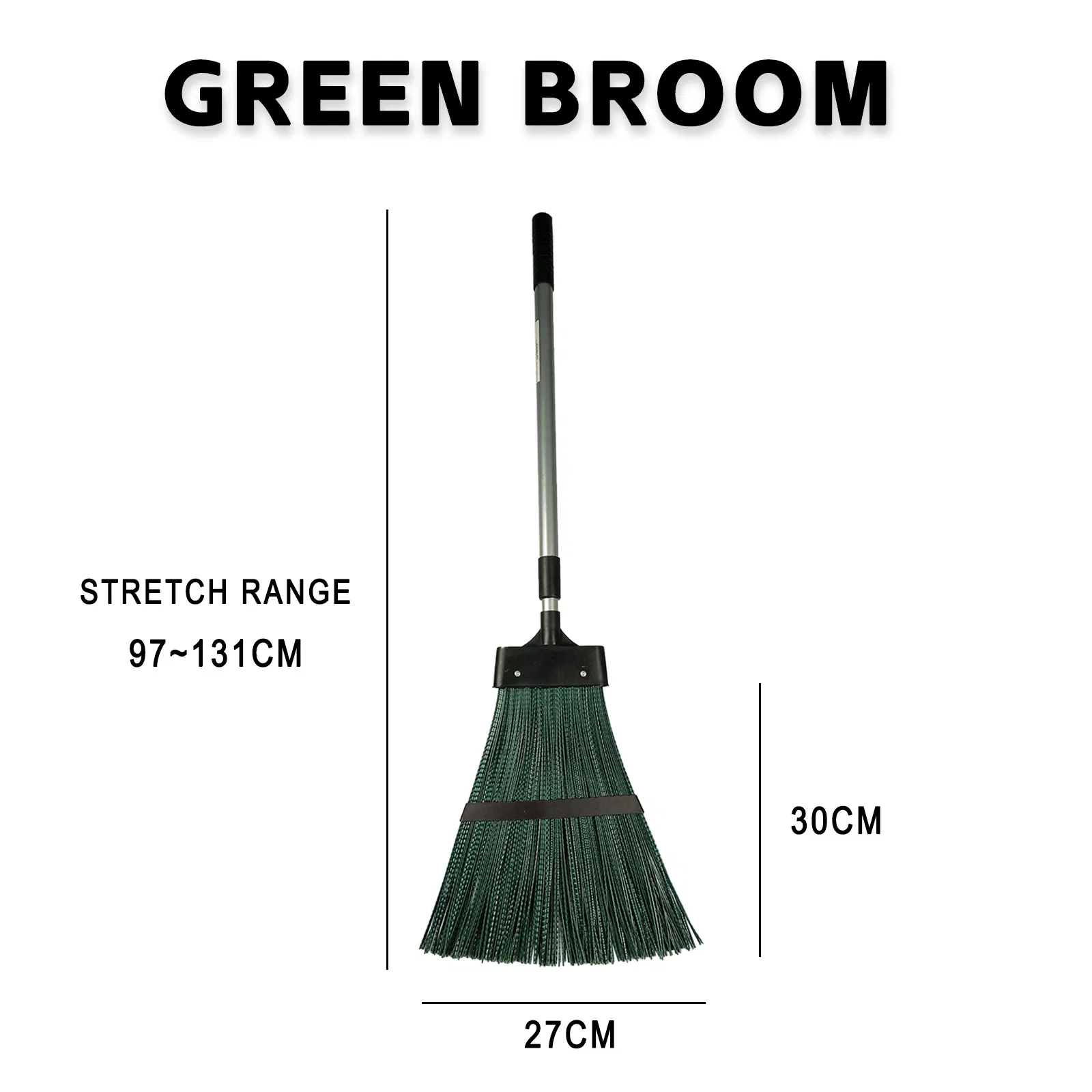 Outdoor Retractable Large Leaf Besom Hard-Bristled Broom Cleaning Tools for Courtyard