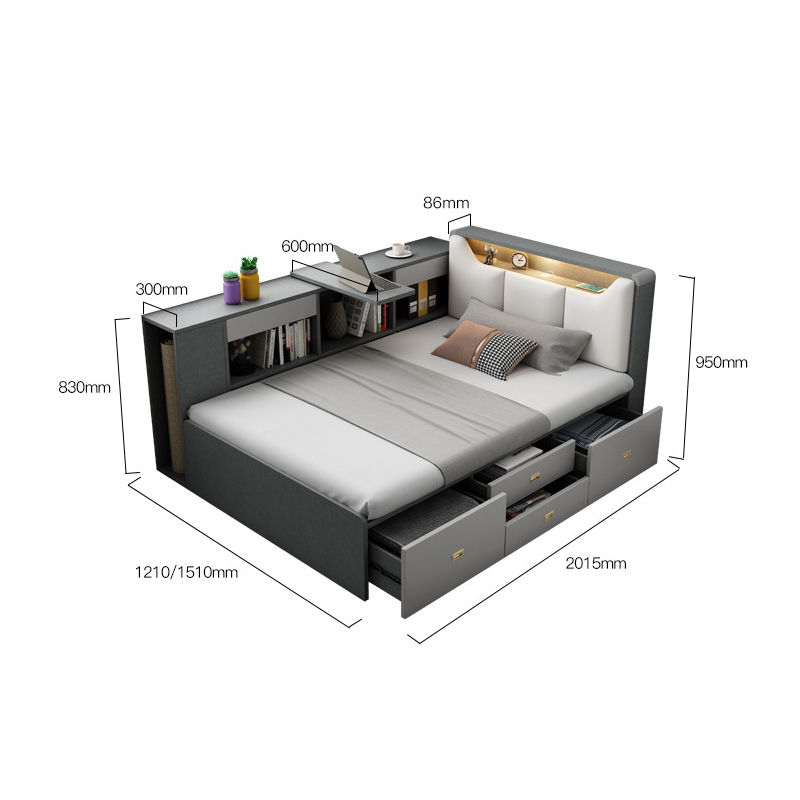 Кровать детская компактная односпальная двуспальная искусственная кожа