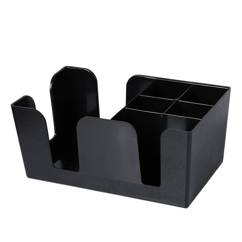 Foodservice Plastic Bar Caddy Black Straws Organizer with 6 Compartments