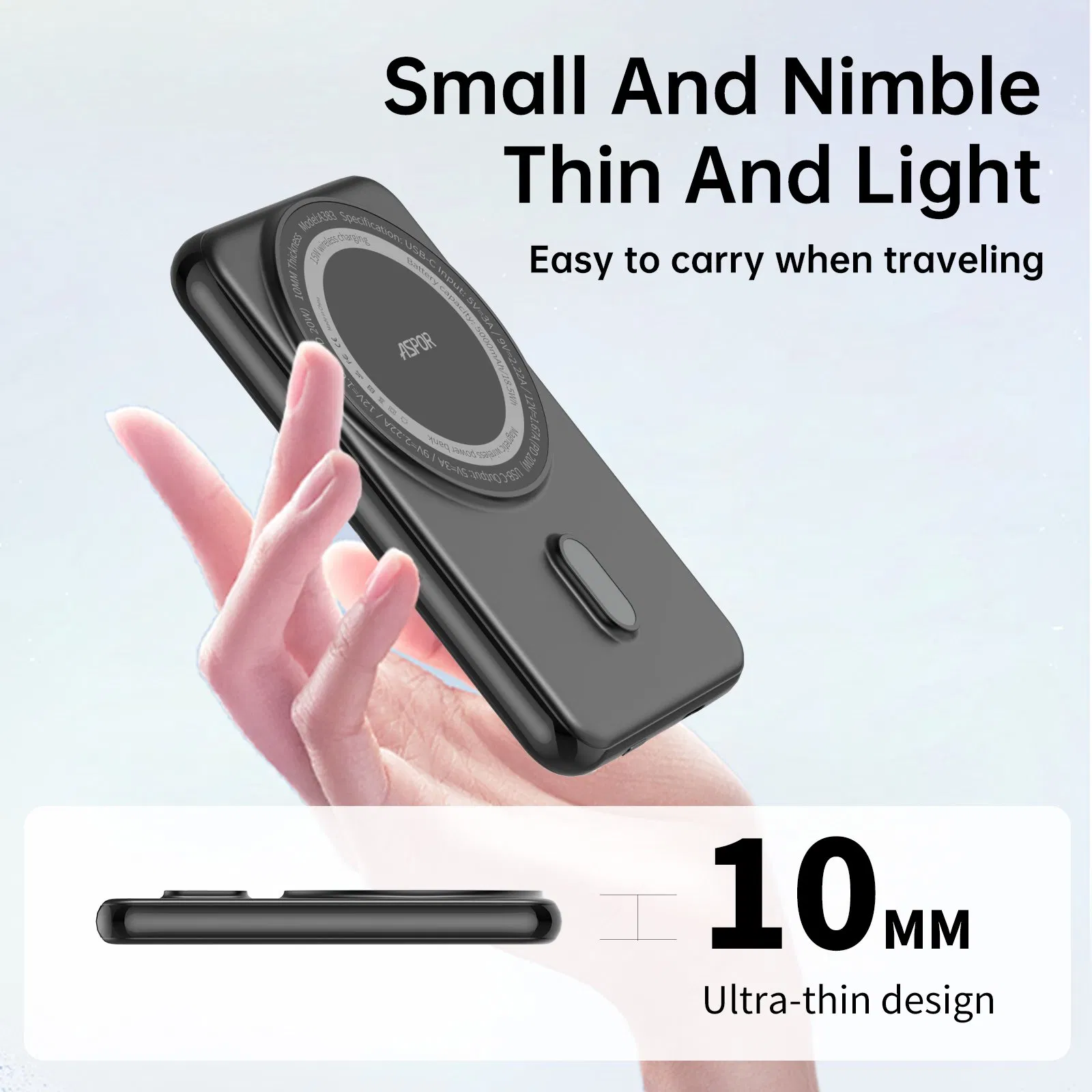 Travel Charger 20W Power Bank 5000mAh Magnetic Wireless Charging A383 for Mobile Phone