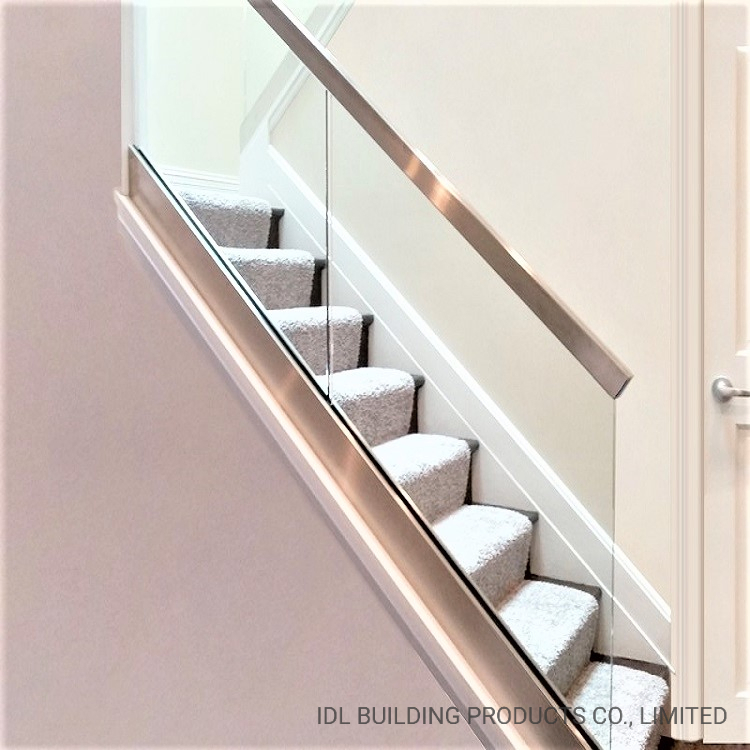 Stainless Steel Cover Aluminum Shoe Base Glass Rails U Channel Glass Railing Frameless Glass Balustrade for Deck/Staircase/Patio/Balcony/Terrace/Porch