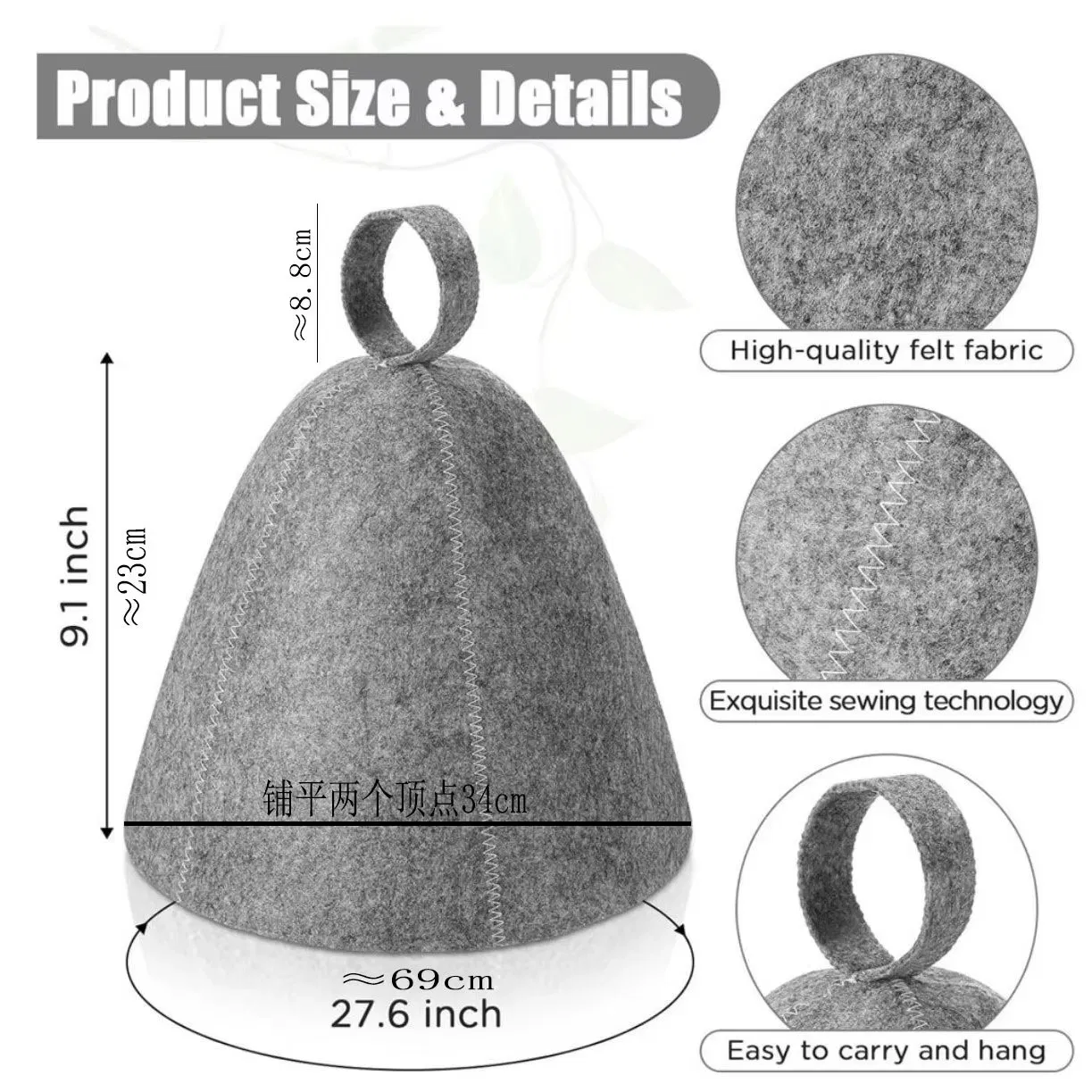 Handcraft Manufacturer Custom Top Quality Wool Bath and Sauna Hat