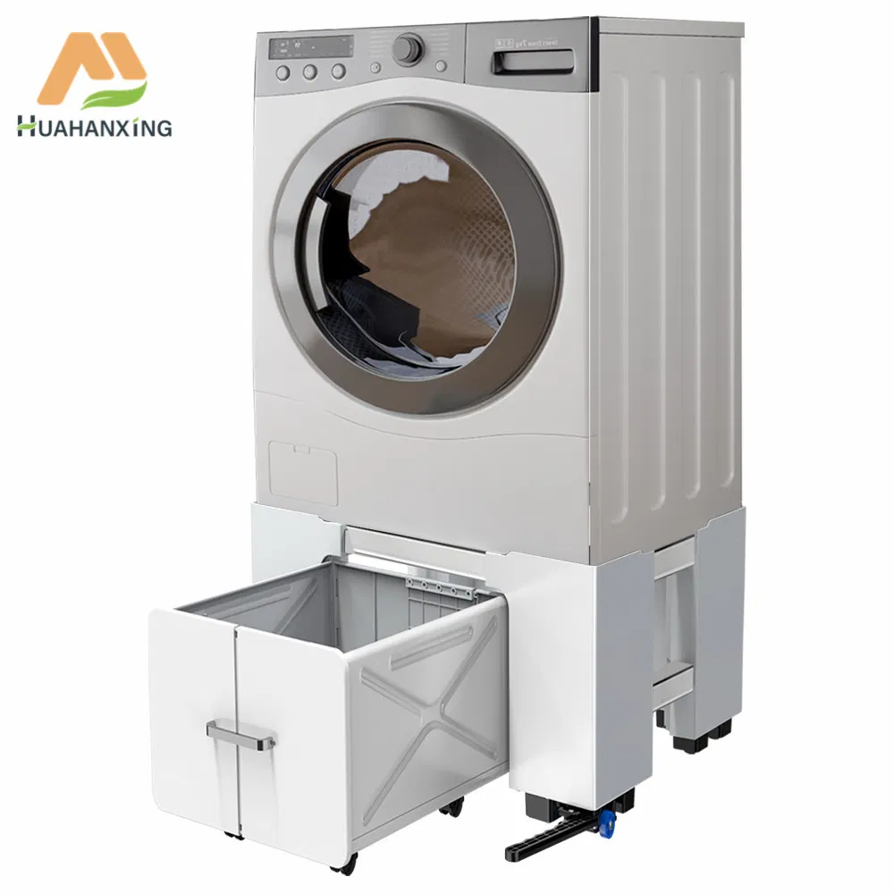 Compact Washing Machine Base with Storage Drawer for Washer and Dryer Pair
