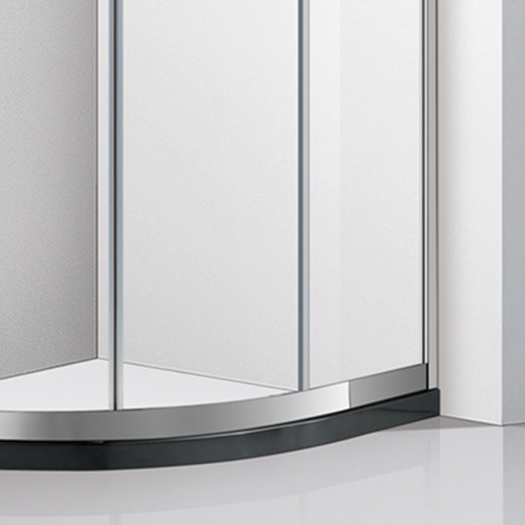Bathroom Corner Tempered Easy Clean Glass Sliding Shower Door Simple Shower Enclosure Black Frame