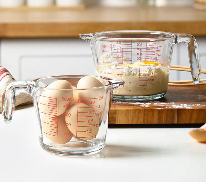 High-Temperature Resistant Graduated Measuring Cup Style Milk Microwave Oven Baking Egg Beating Glass Bowl