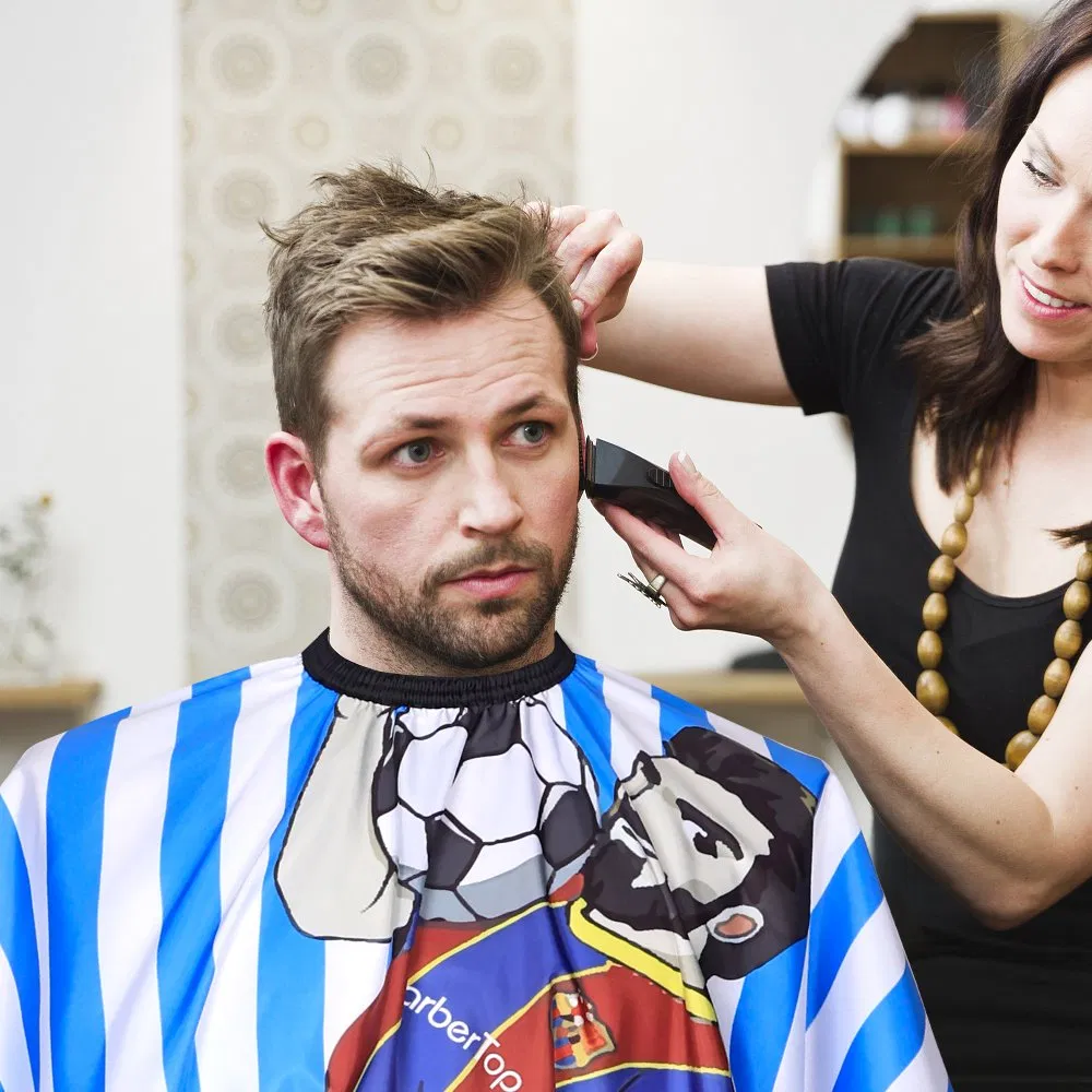 Blue Durable Soft Salon Polyester Barber Capes Haircut Apron Hairdressing Cape for Men and Women