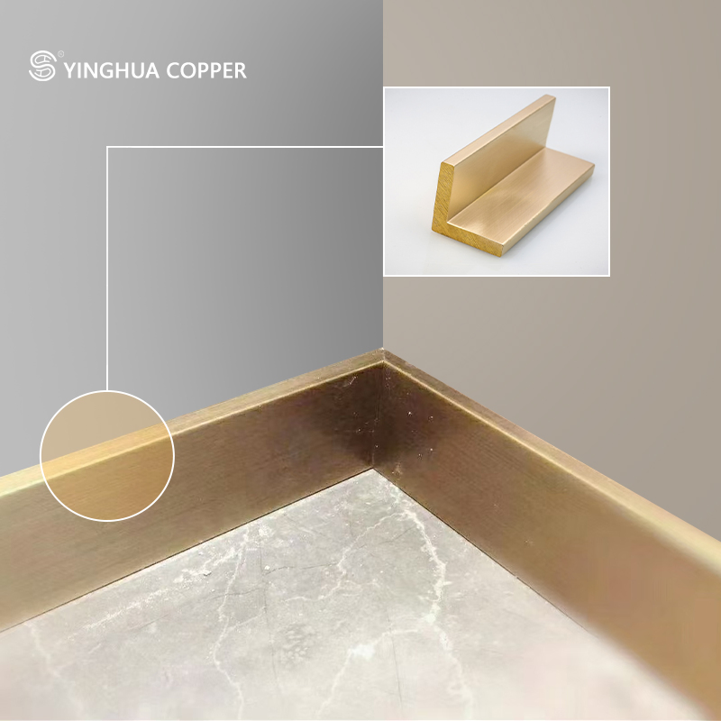 Custom Extruded L Copper Profiles with Decorative Brass Shaped Strips Welding and Bending Processing Services