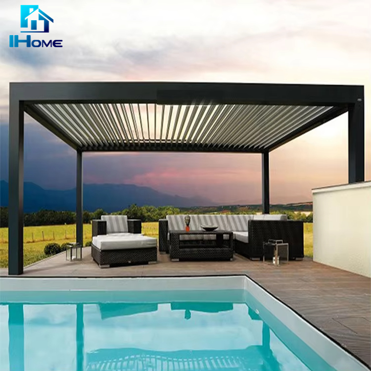 Garden Gazebo Aluminum Louvre Awning Electric Opening Patio Louver Roof Smart Pergola