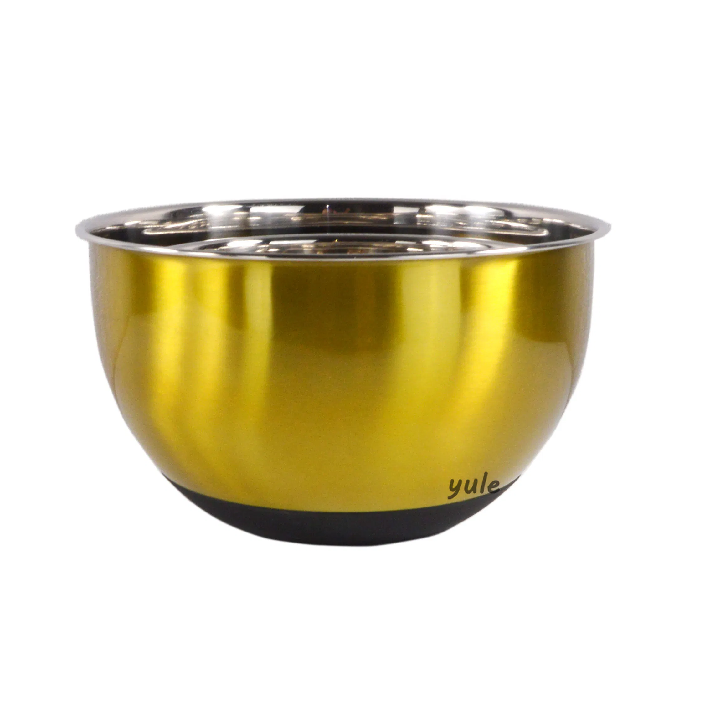 Luxury Style Light Gold Painting Silicone Bottom Stainless Steel Mixing Bowl with Lid
