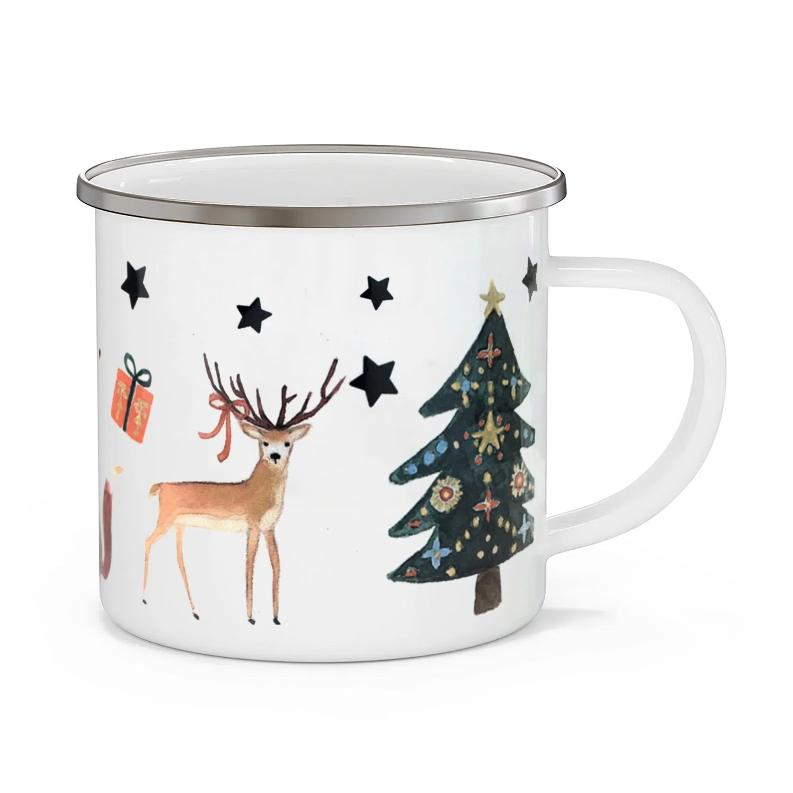 Custom Logo Printing Roll Rim 250ml/400ml/1L Enamel Coffee Mug Drink Cup Camping Cup