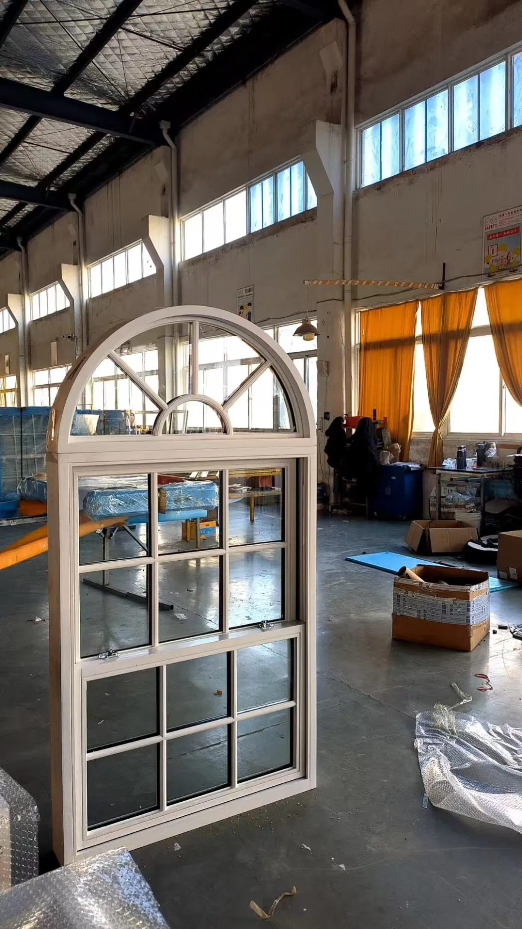 Solid Wood Double Glazing Window Single Hung Window Arch Design