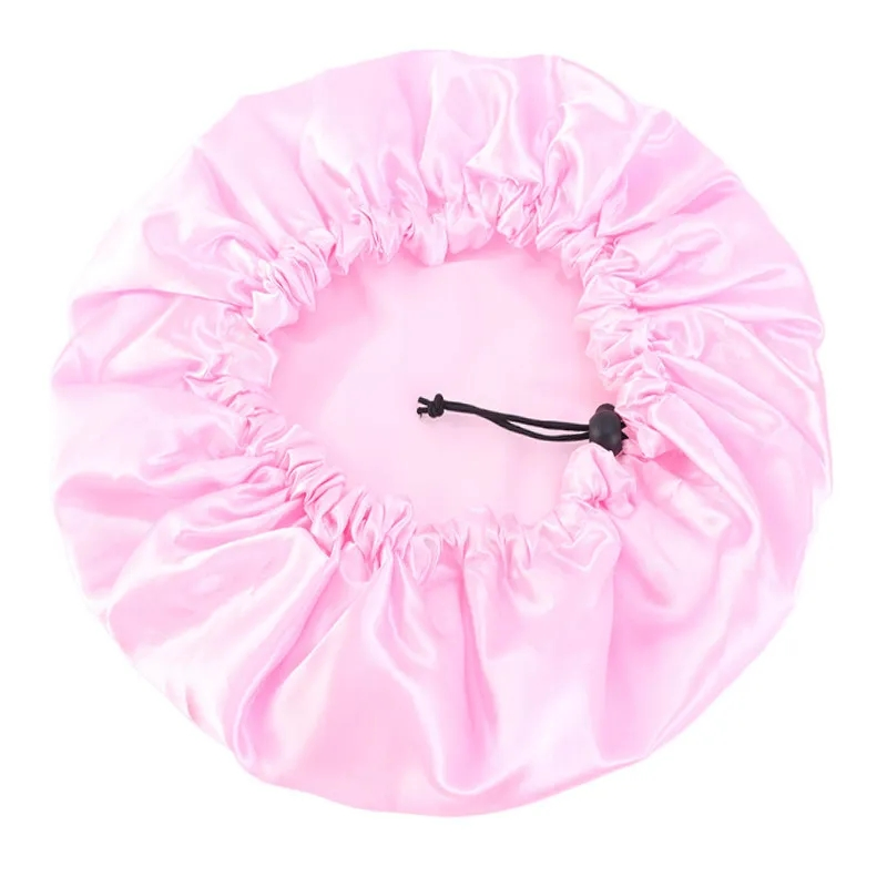 Custom Logo Adjustable Elastic Band Strap Reusable Shower Cap