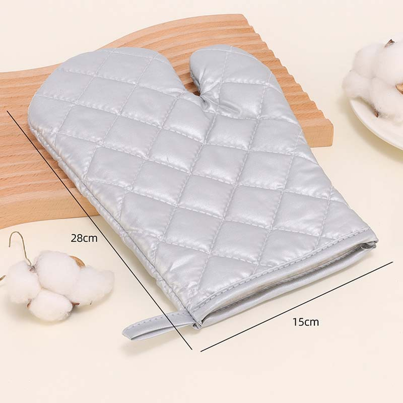 Pure Cotton Thickened Gloves with Silver Coating, High-Temperature Resistant Microwave Oven, Steamer and Oven Gloves