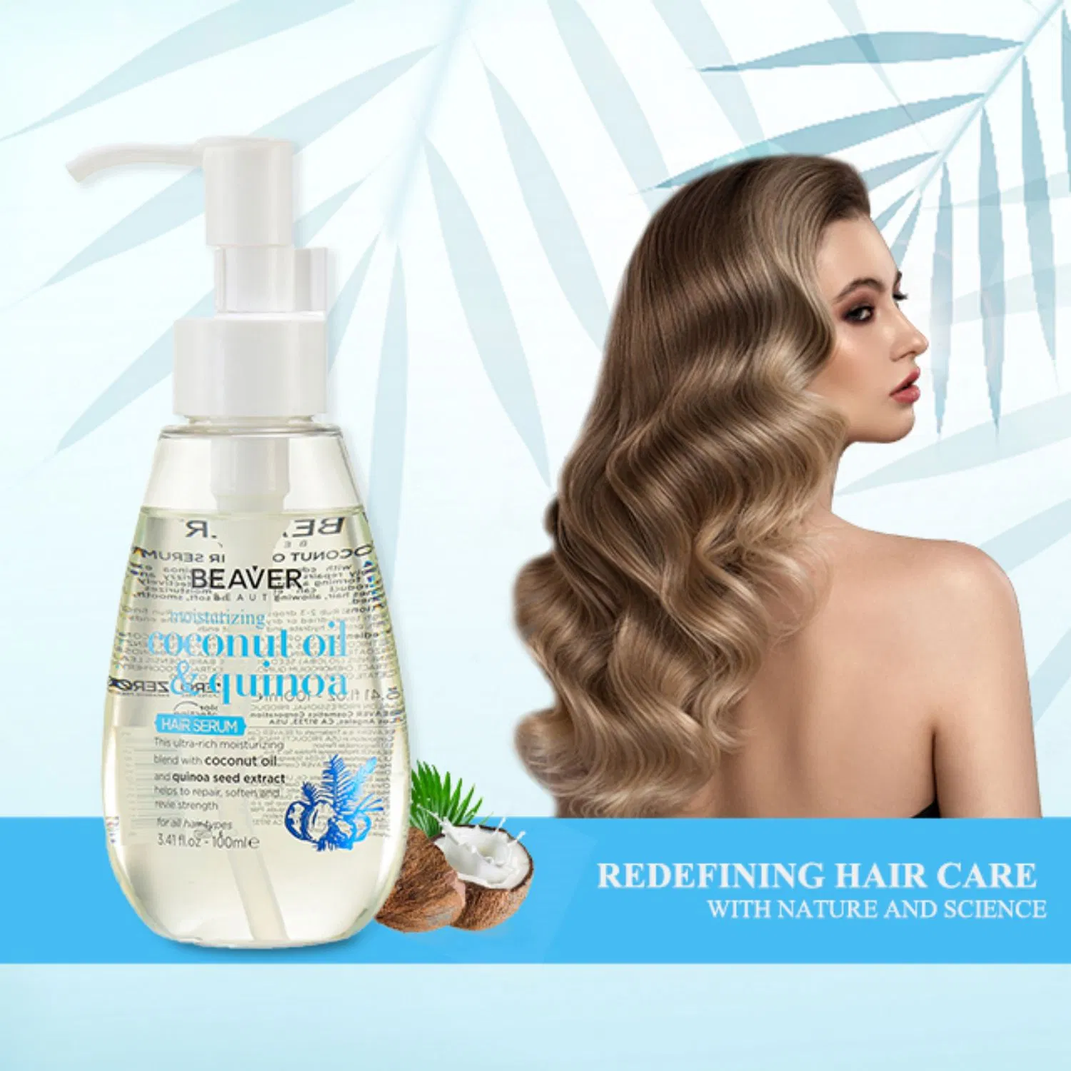 Beaver Coconut Oil & Quinoa Hair Serum Oil for Frizzy and Dry Hair