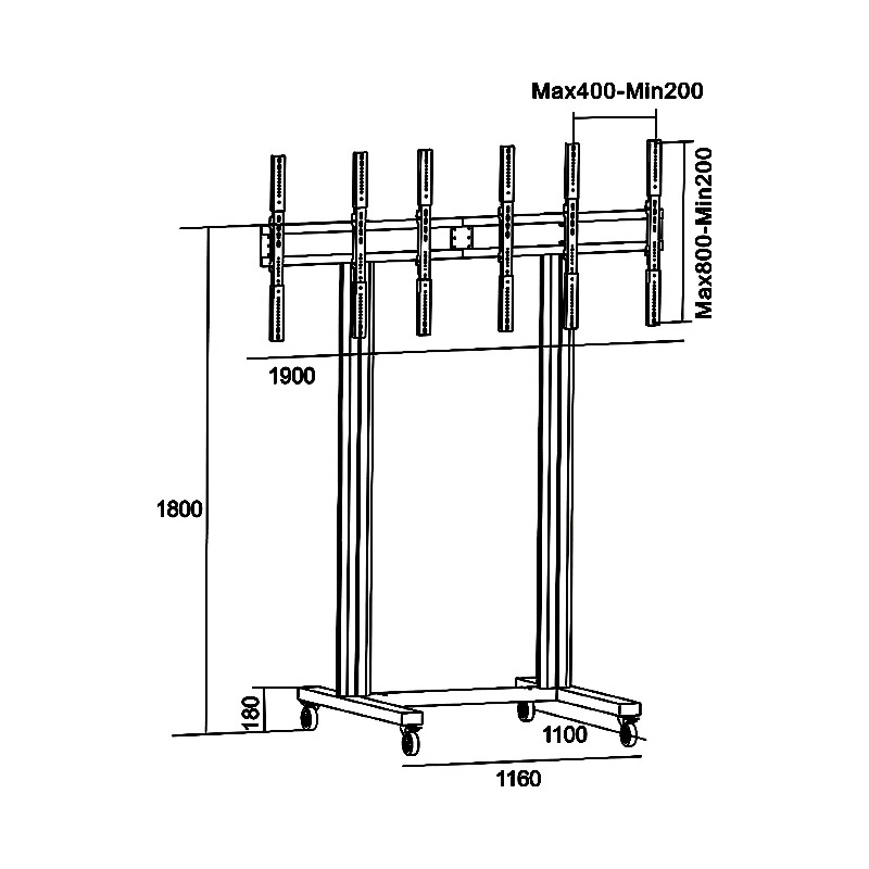 Стойка для видеостены 3 экрана 40-55 дюймов (1x3)