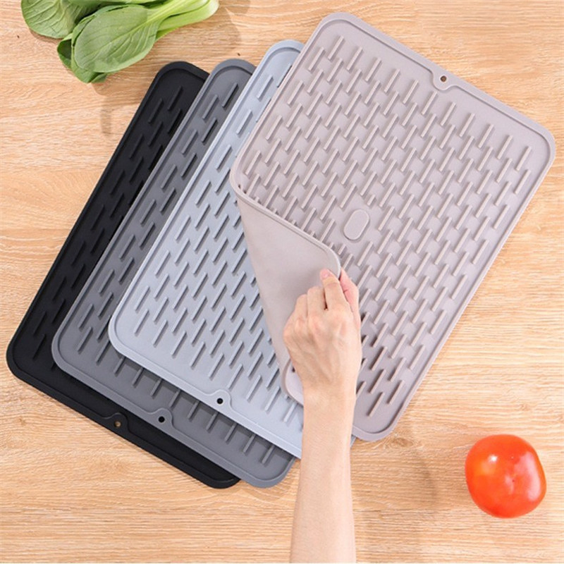 Eco-Friendly Kitchen Counter Multi-Use Pad Mat Heat Resistant Silicone Dish Drying Mat