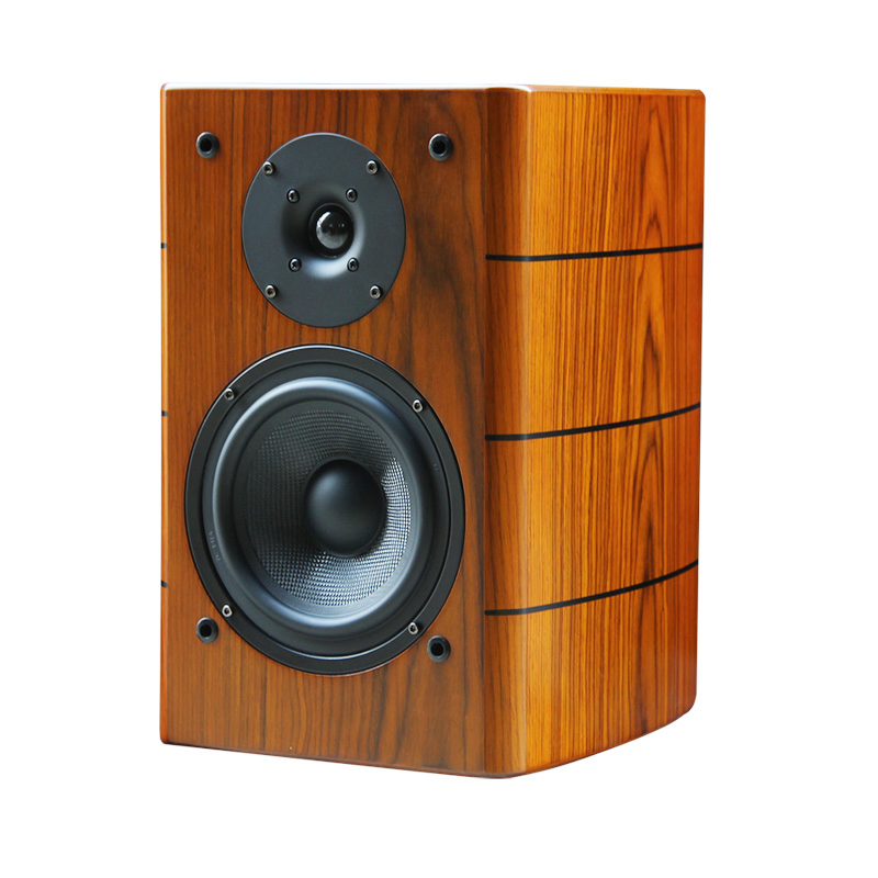 Passive Bookshelf Speaker 2 Way Home Theater Stereo Desktop 6.5-Inch Wooden