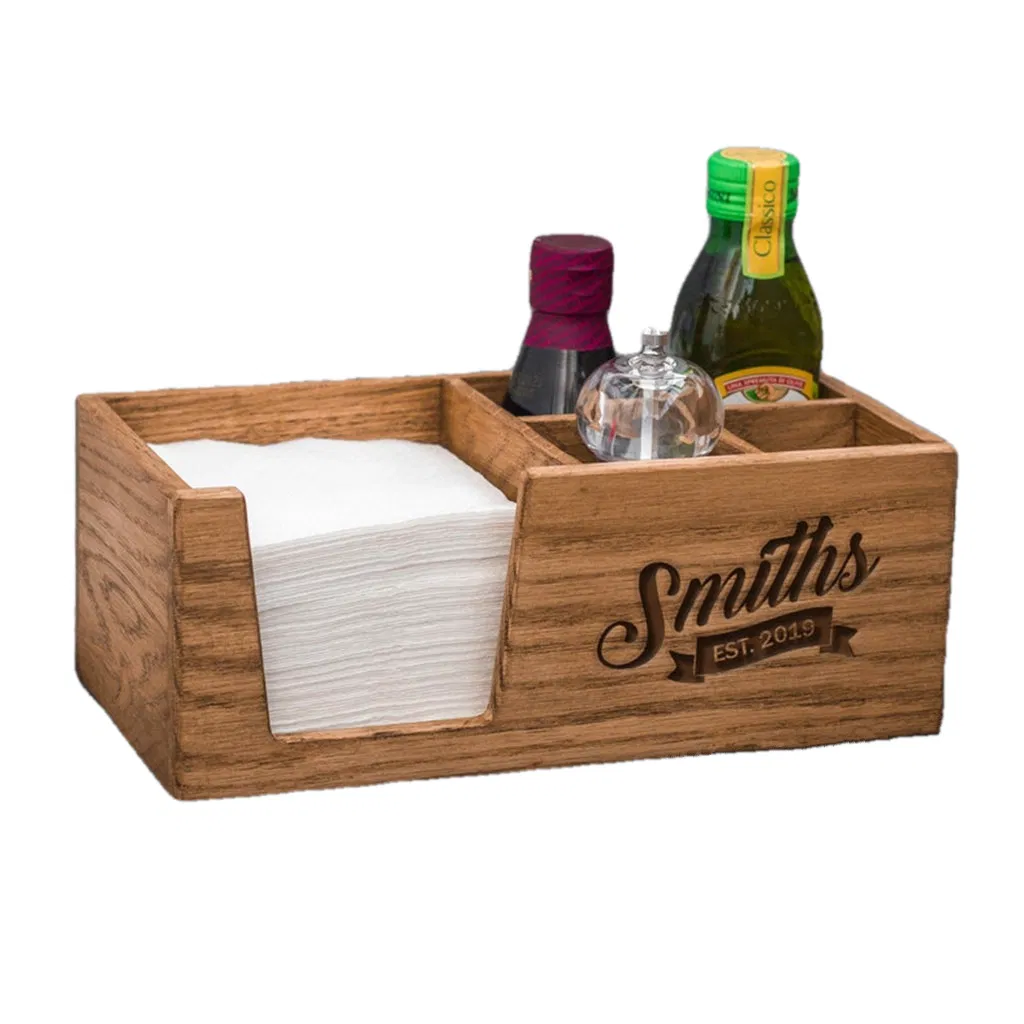 Bar Organizer Wooden Sustainable Bar Accessories Decorative Drinking Straw Napkin Caddy for Caperdonich Kvint Jacquin's Chile Spirits