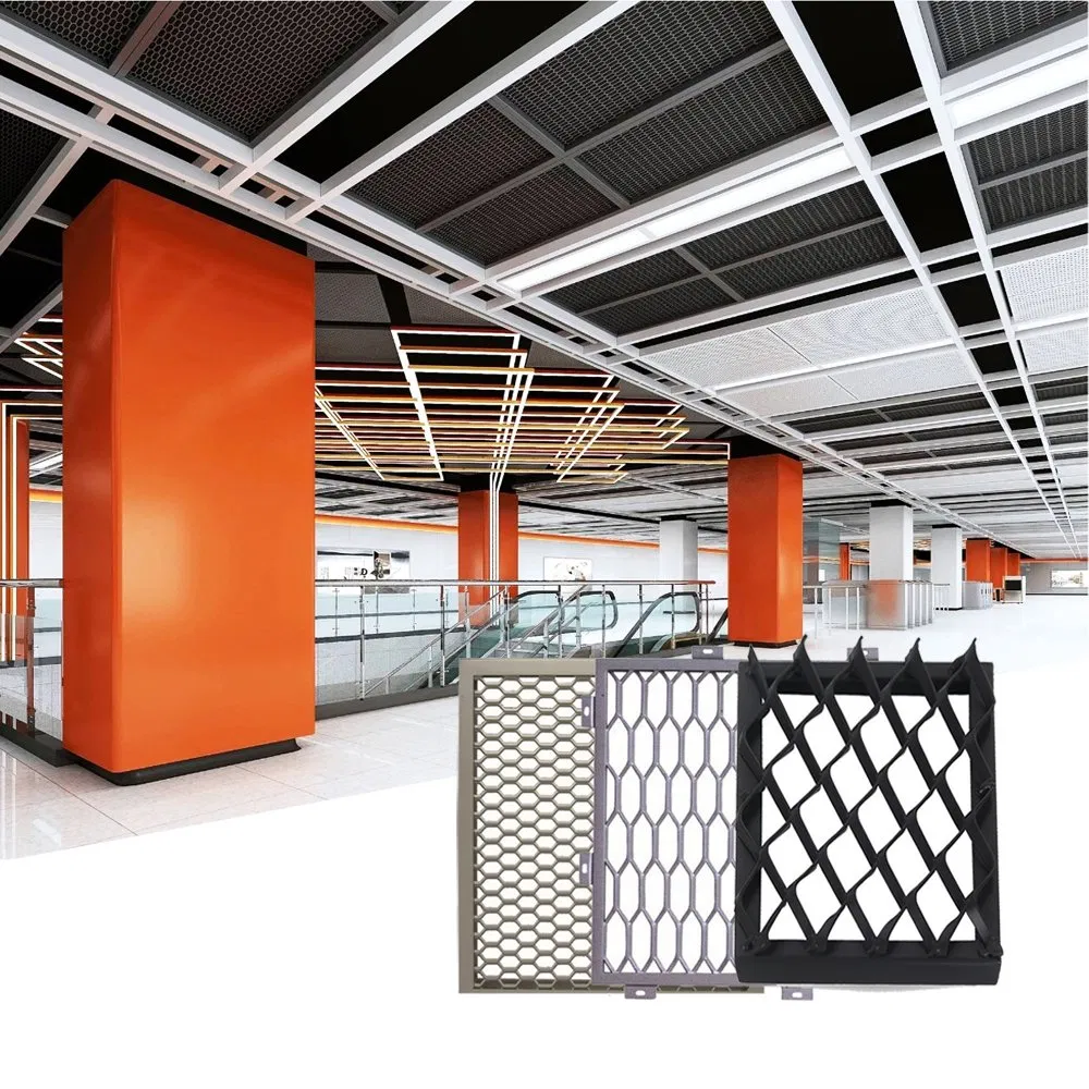 Factory Price Suspended Expanded Metal Ceilings Manufacture 2.0mm Aluminum Mesh Ceiling Tiles for Metro