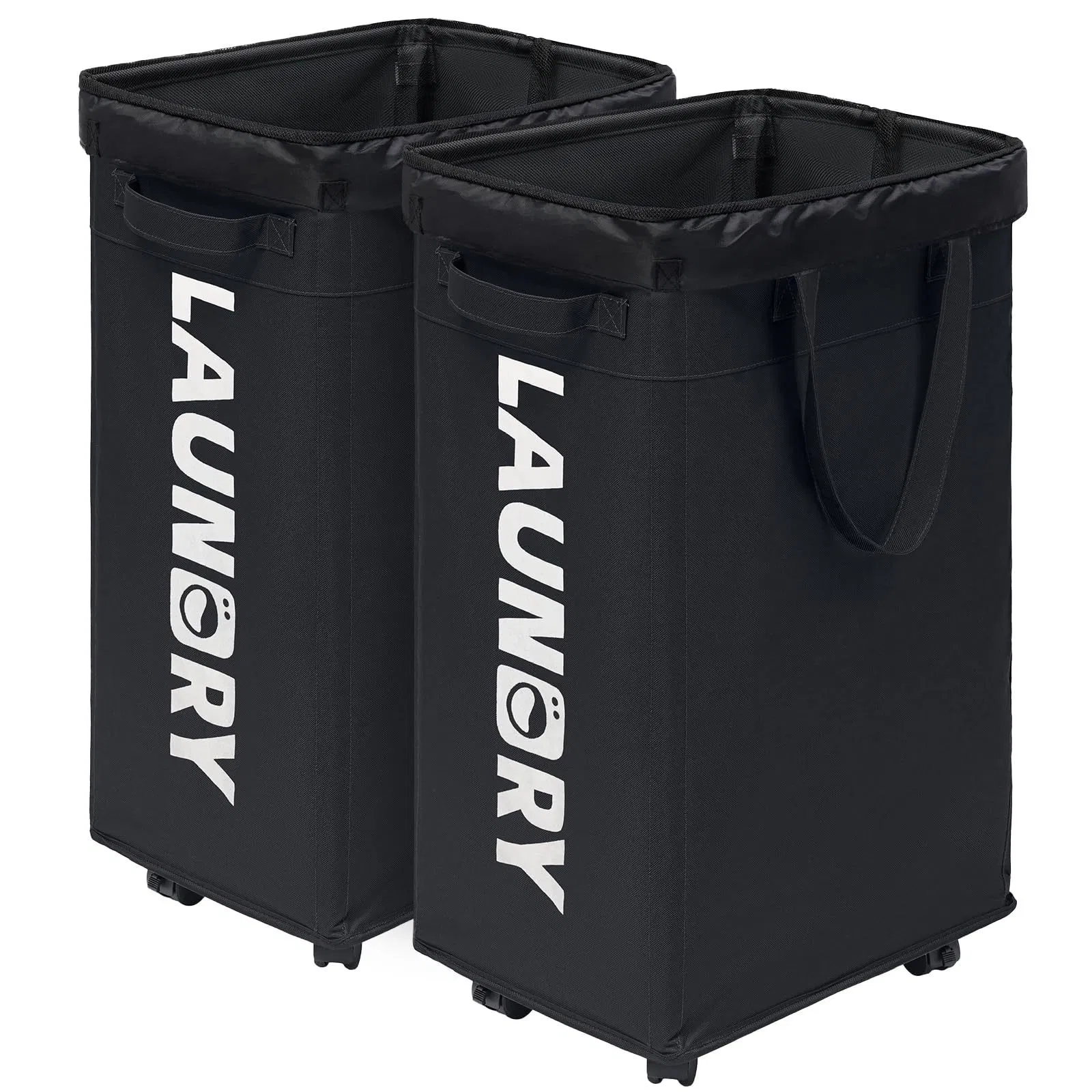 Grey Laundry Hamper Collapsible Rolling Basket with Removable Wash Bag and Wheels