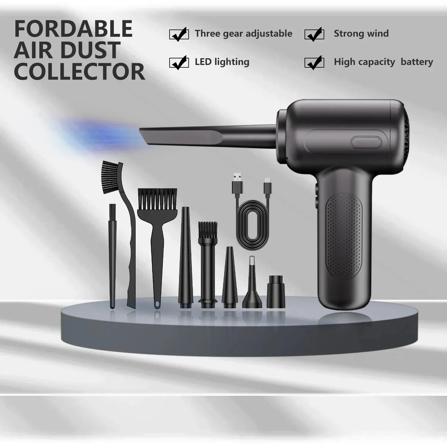 Electric Compressed Air Duster Clean Canned Air Spray Blower for Computer Keyboard Electronics Cordless Air Duster 2 in 1