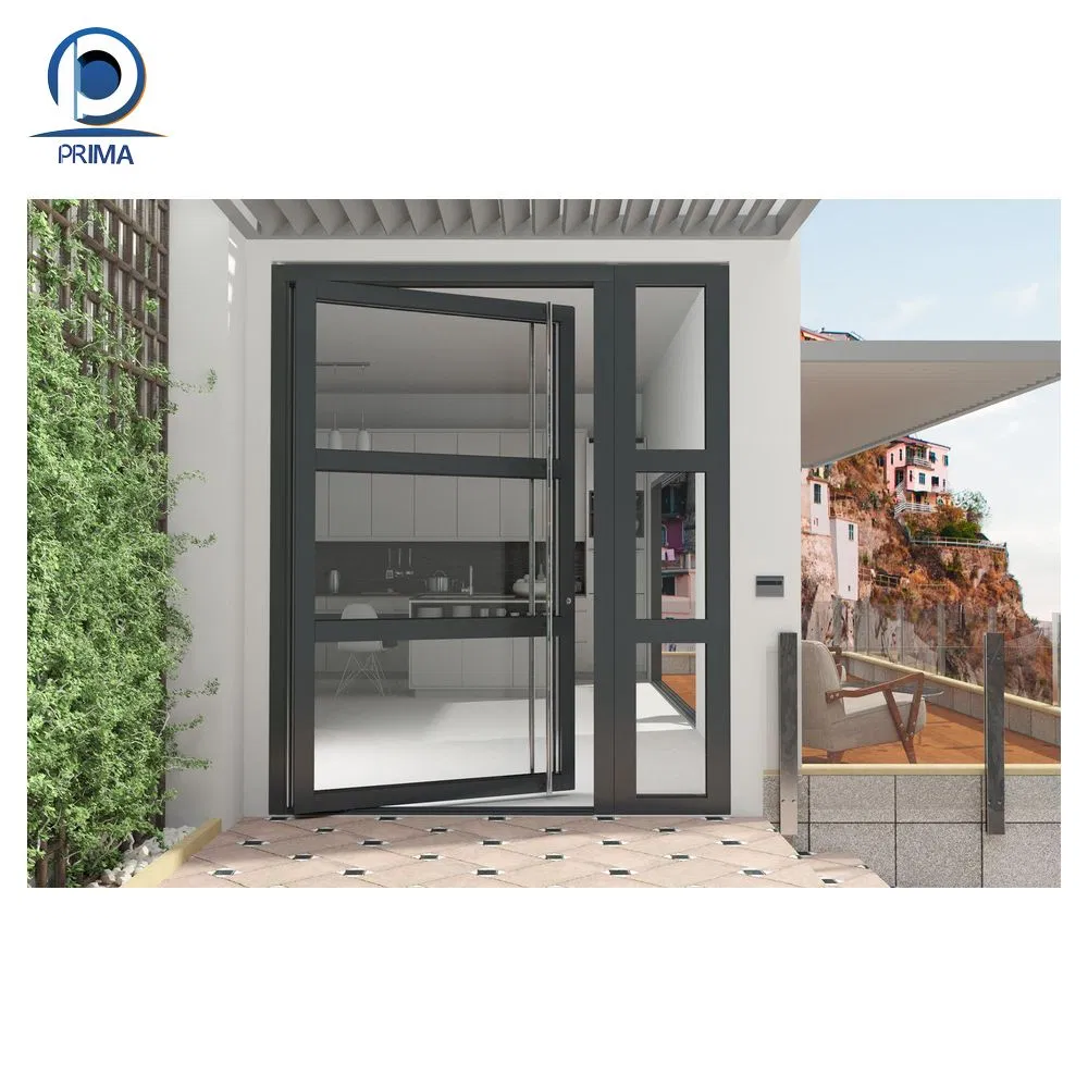 Unique Single Pivot Front Glass Entry Door Sound Insulated