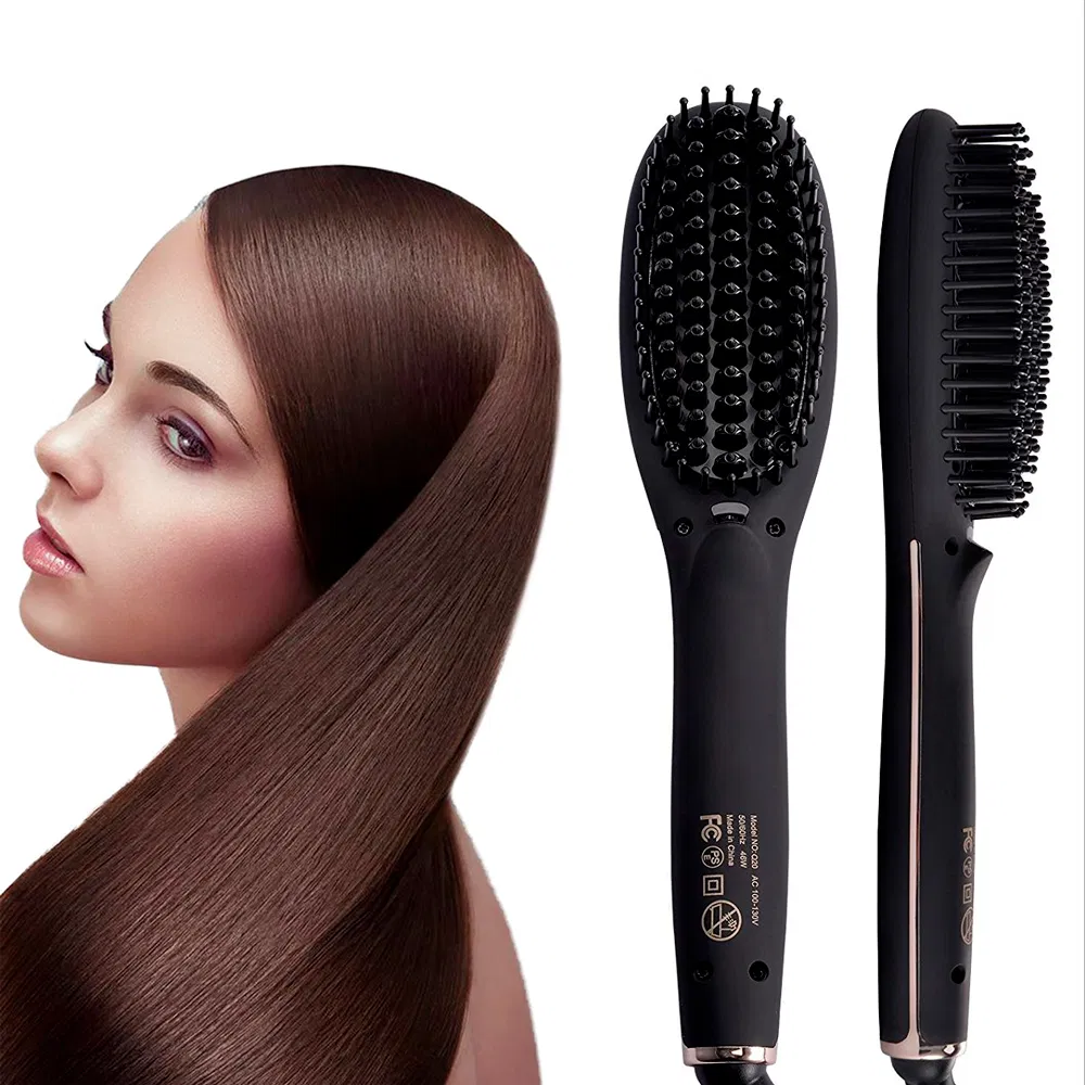 Factory Supply Multifunctional OEM Beard Straightening Comb Ionic Hair Straightener Brush