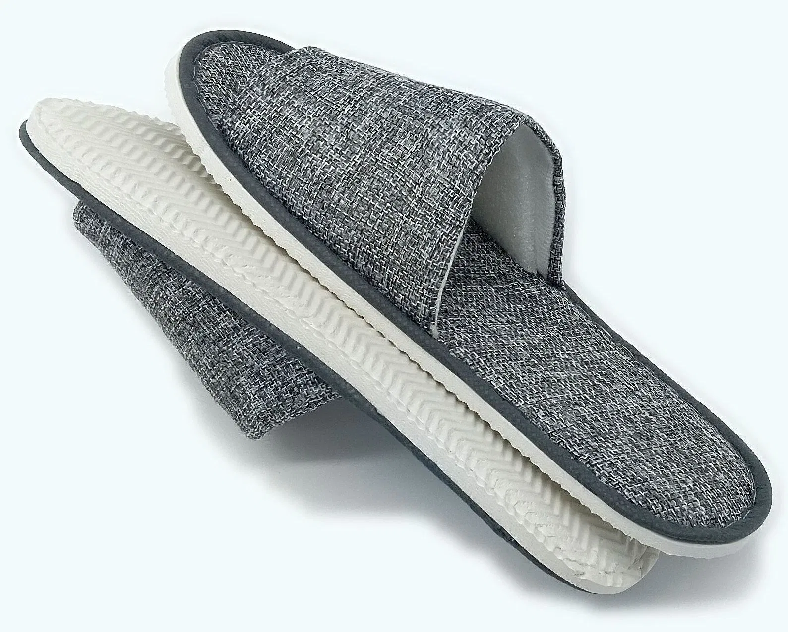 Personalized Wholesale Custom Logo Bulk Linen Fabric Hotel Guests Bathroom SPA Disposable Closed Toe Slippers