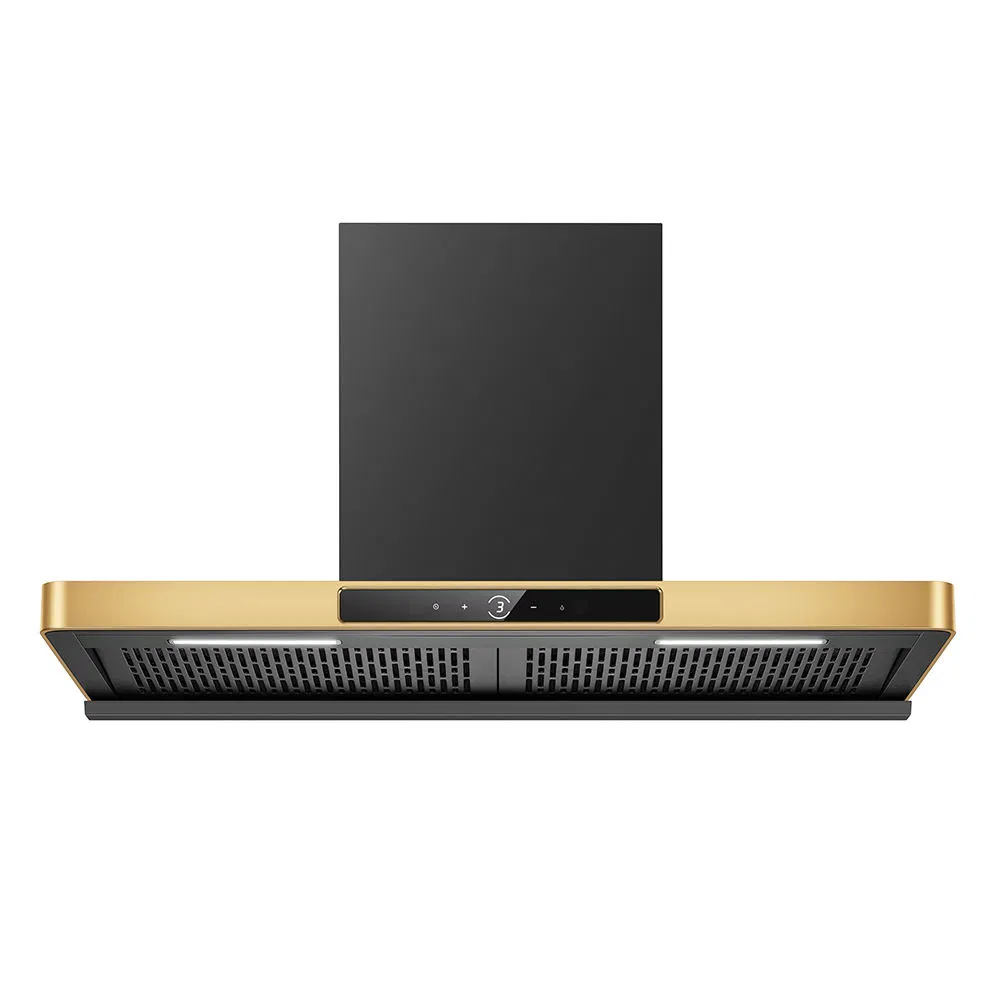 T Shape Wall Mounted Kitchen Exhaust Gold Stainless Steel Range Hood