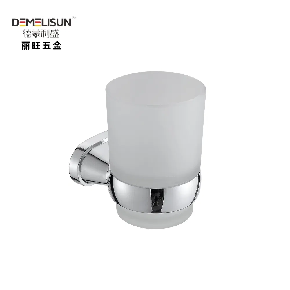 Wall-Mounted SS304 Stainless Steel Bathroom Accessories Toothbrush Holder with Clear Glass Cup