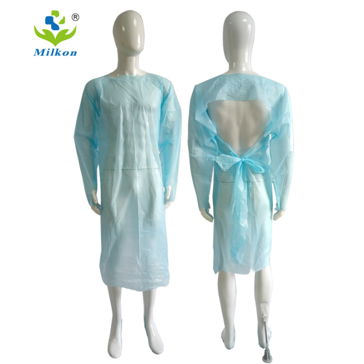 Factory Wholesale High Quality Disposable White HDPE Apron with Thumb Loop