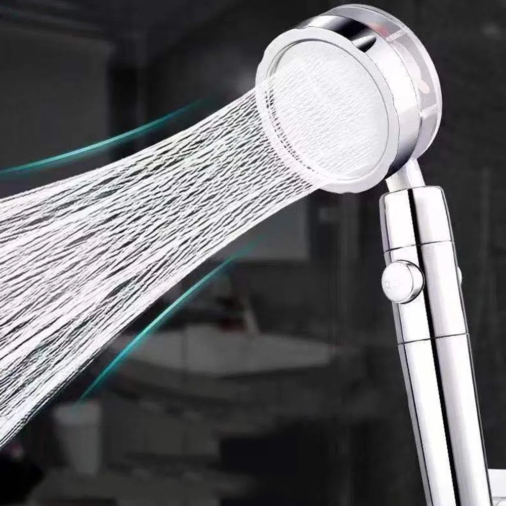 High Pressure Spray Nozzle with Fan Turbocharged Shower Head 360 Degrees Rotating Ionic Filter Handheld Shower Head