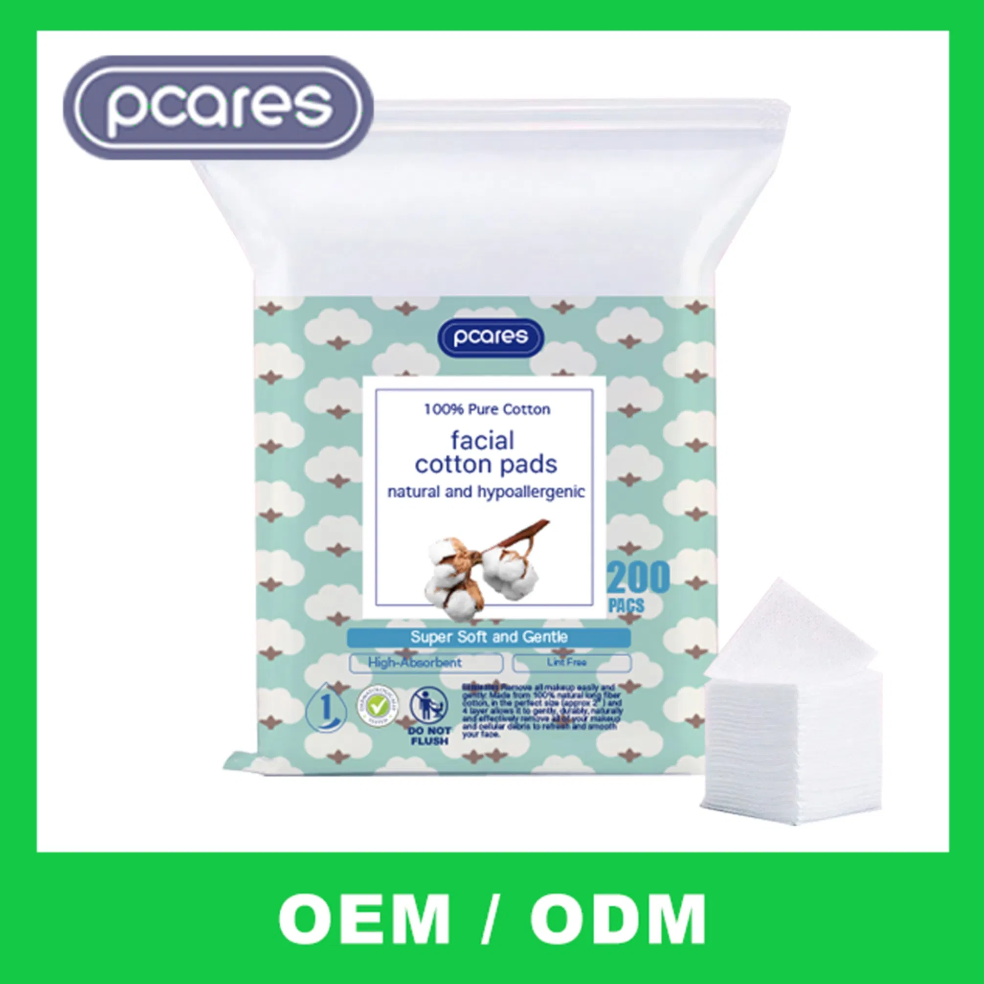 OEM Premium Organic Facial Cotton Pads for Gentle Cleansing
