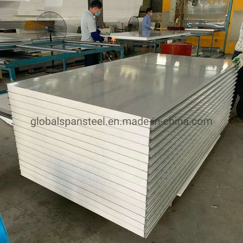 Fireproof Rockwool/EPS Insulated Steel Wall/Ceiling Sandwich Panels for Steel Buildings