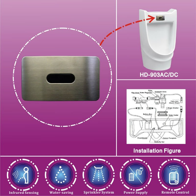 3u Concealed Type Automatic Urinal Flush Kit Stainless Steel Flusher