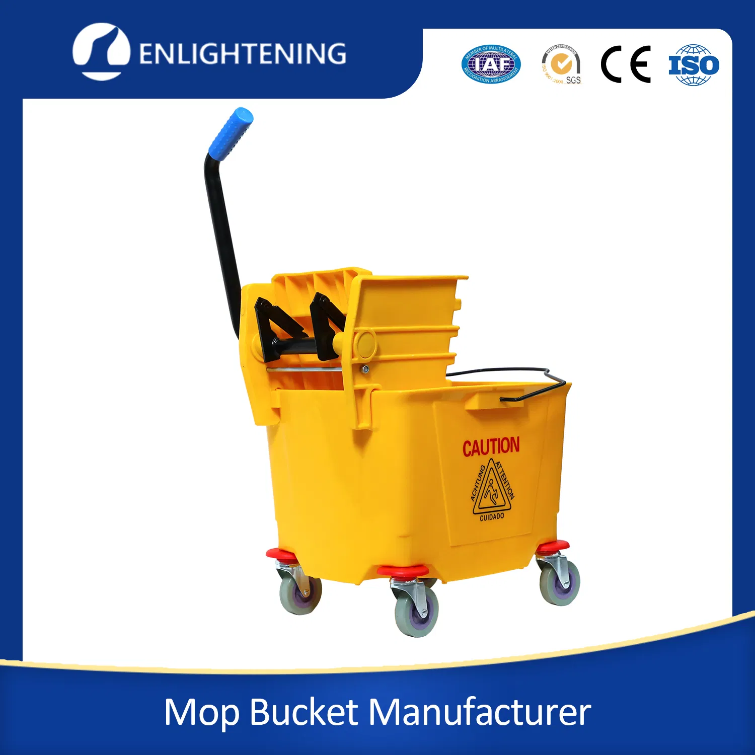 Custom Size Best Quality Commercial Heavy Duty Industrial Squeeze Cleaning Plastic Mop Bucket Set Manufacturer with Wringer