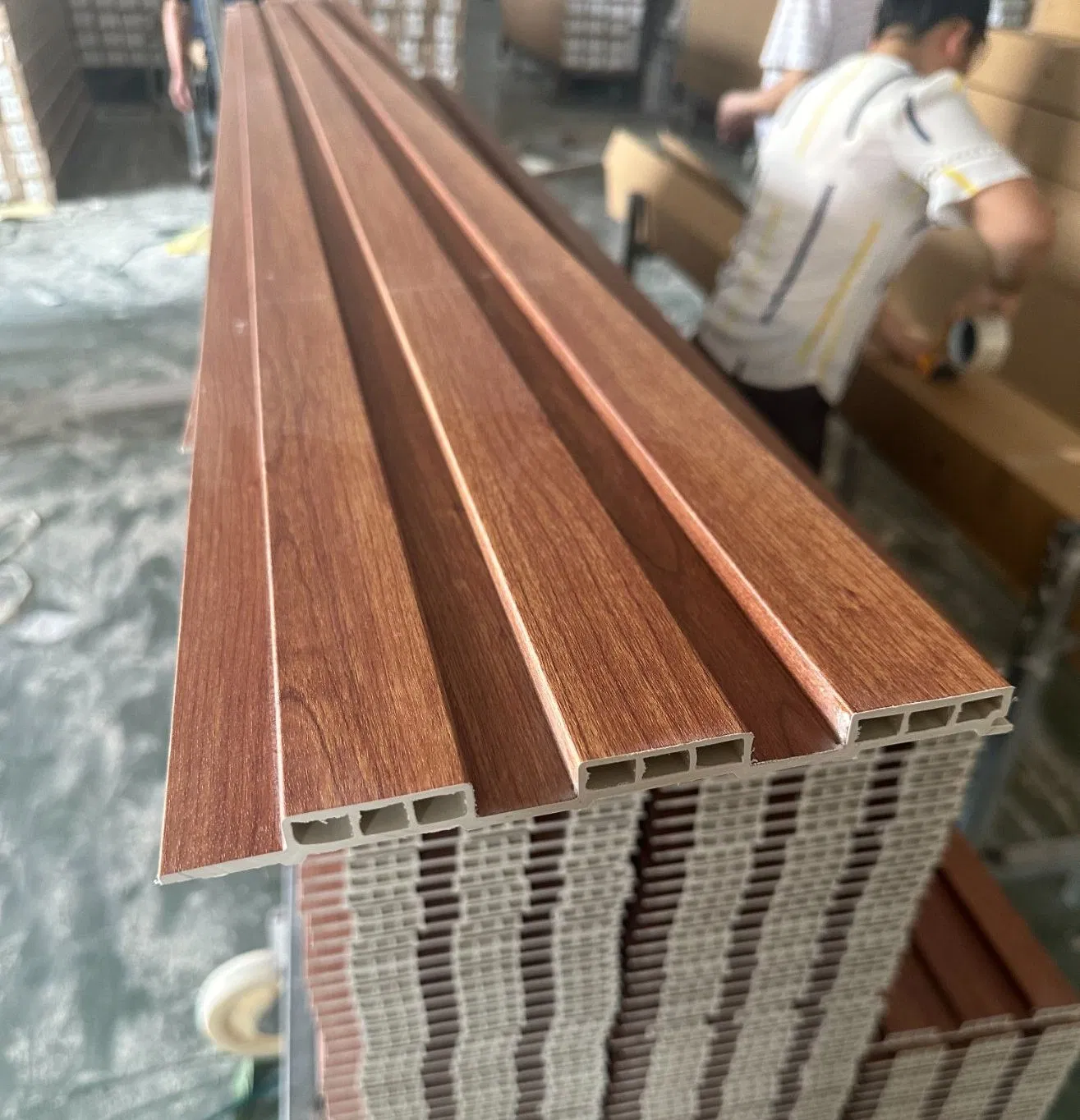 Interior Decoration Material Grooved WPC Ceiling Panel Cladding