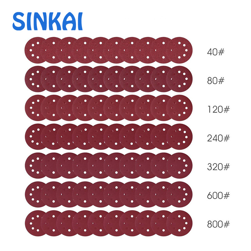 Шлифовальные диски 5 дюймов, 8 отверстий, для дерева и металла