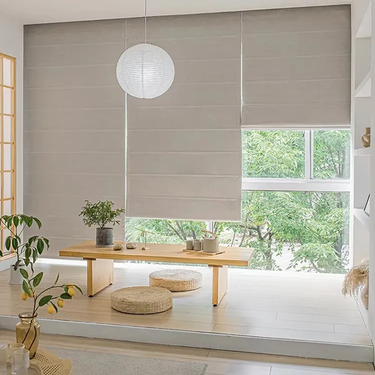 Supplier Outdoor Blackout Motorized Automatic Cordless Smart Remote Control Roller Roman Shades Blinds for Window