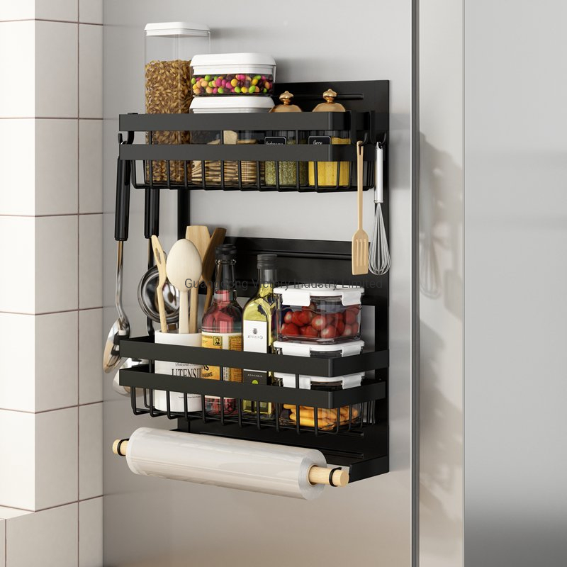 Kitchen Magnet Fridge Side Organizer Storage Shelf Magnetic Spice Rack for Refrigerator