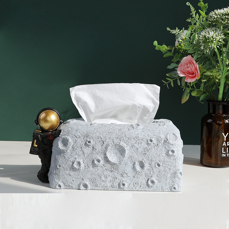 Custom Facial Tissue Paper Box Tissue Home Tabletop Resin Astronaut Tissue Box Nordic