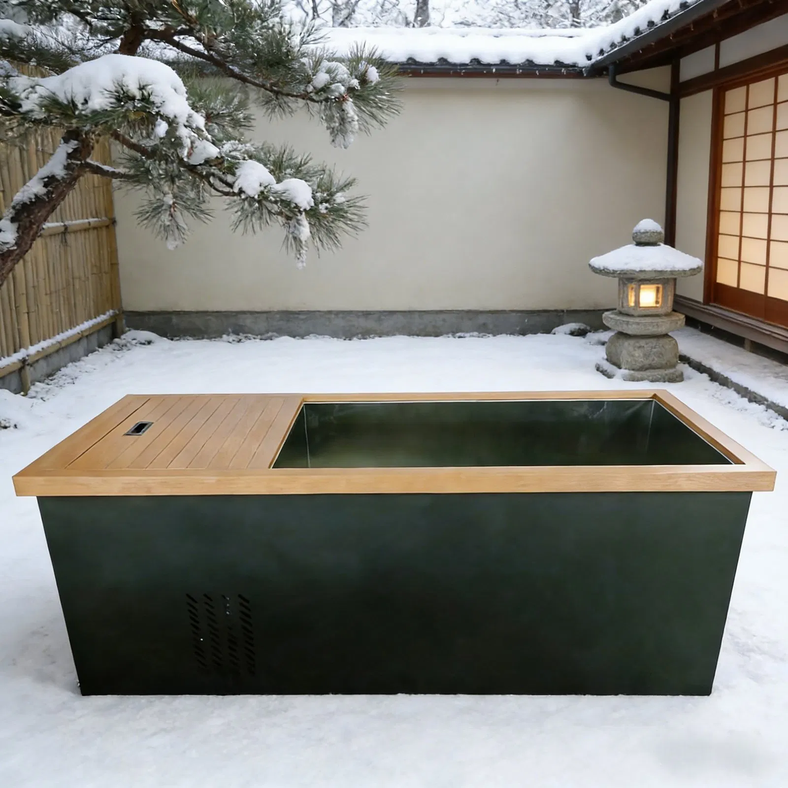 Bathtub Professional 304 Stainless Steel Red Cedar Cold for Thick Inner Tank Commercial Grade Gym SPA Recovery Modern