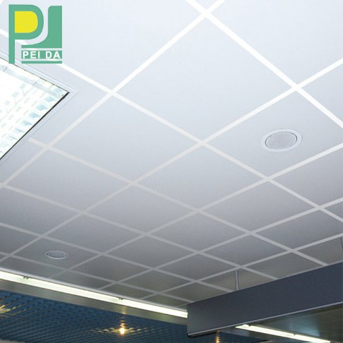 Modern Metallic False Ceiling Design Wood Grain Aluminum Baffle System