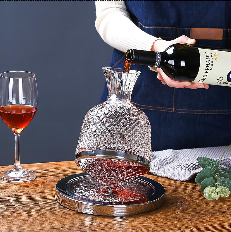 Handmade Glass Wine Decanter Set with Stainless Steel Tap Without Handle with Gift Boxes
