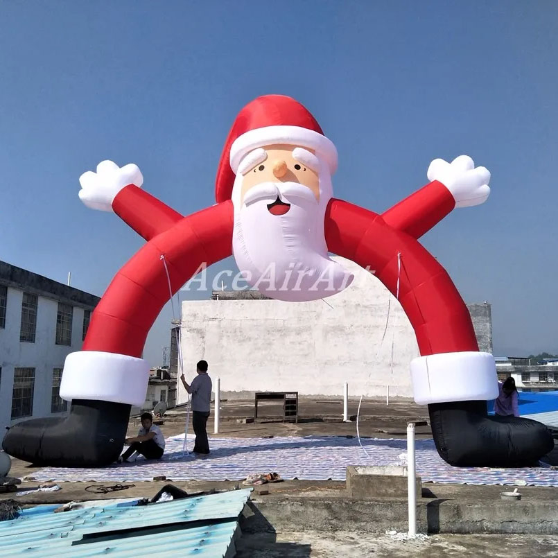 Outdoor Christmas Decoration Inflatable Christmas Archway with Santa Clause for Christmas Event Decoration