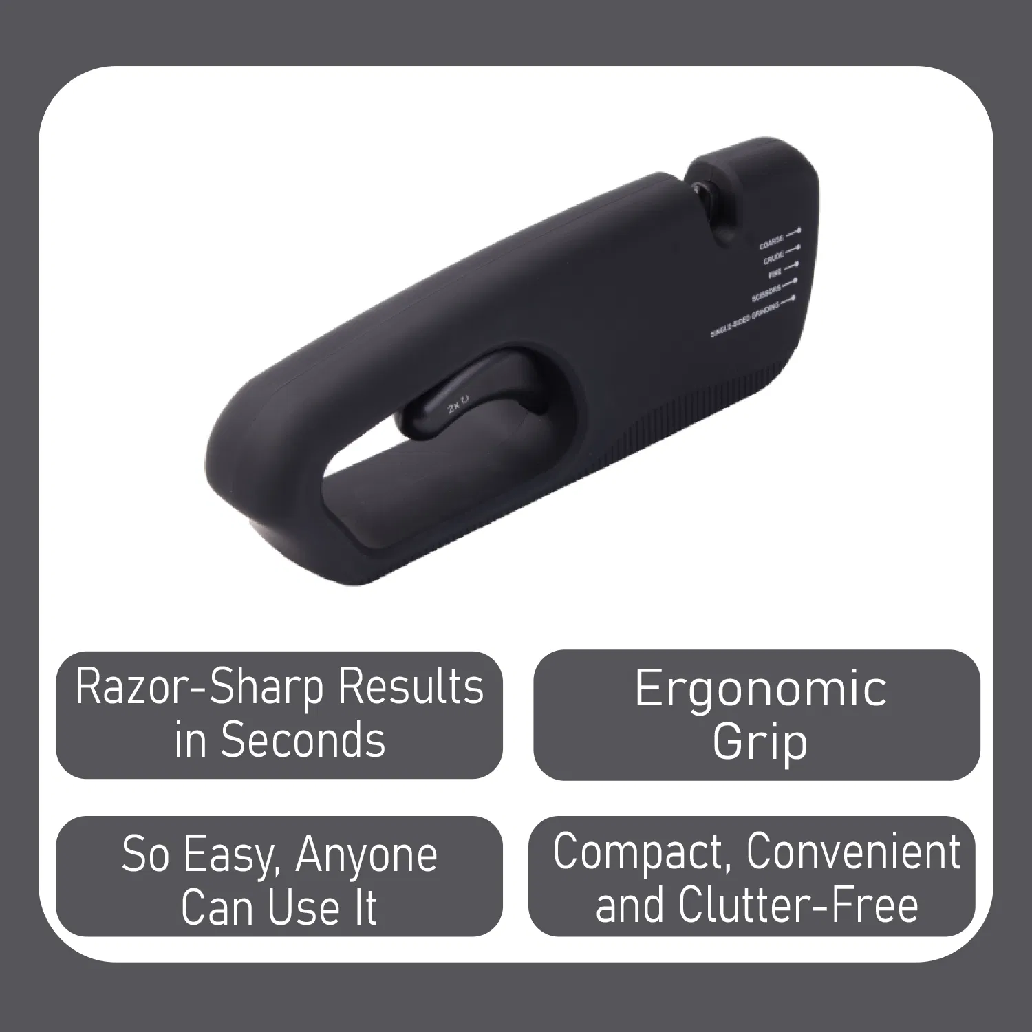 Knife Sharpener 2-Way Sharpening Coarse Crude Fine Scissors Single Edge Ergonomic-Tool