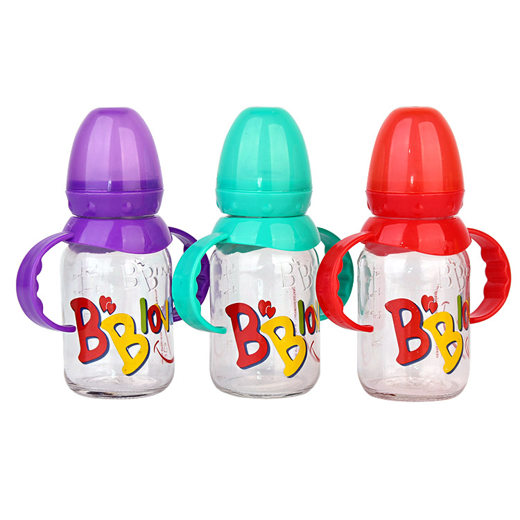 120ml Glass Feeding Baby Bottle with Silicone Nipple Glass Feeding Bottle Wholesale