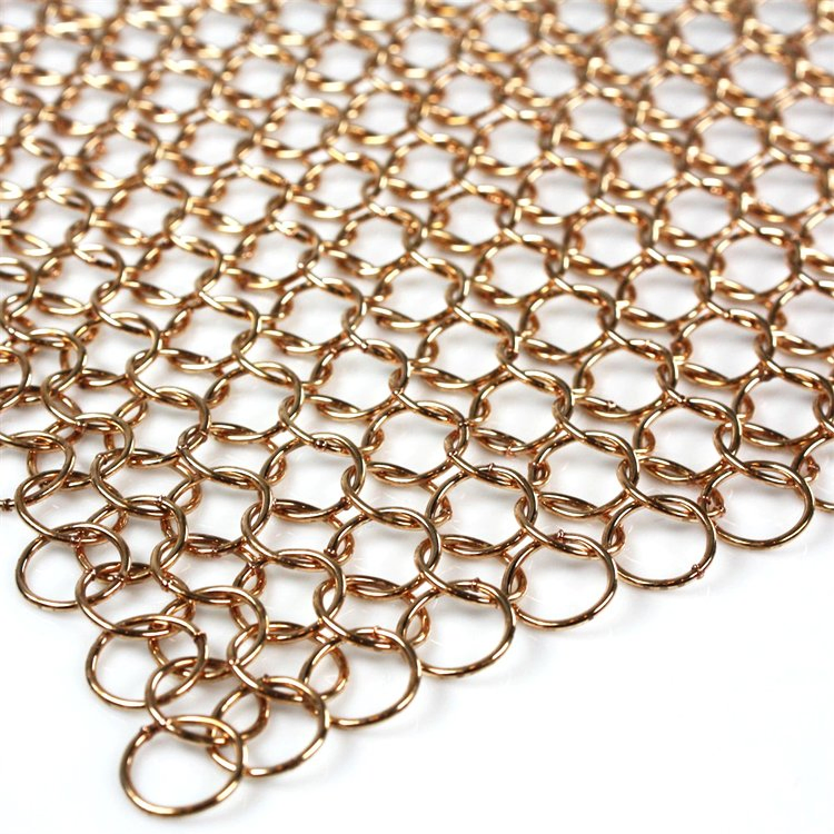 Brass Metal Mesh Curtain Fabrics Chain Mail Ring Mesh Curtain for Dividers